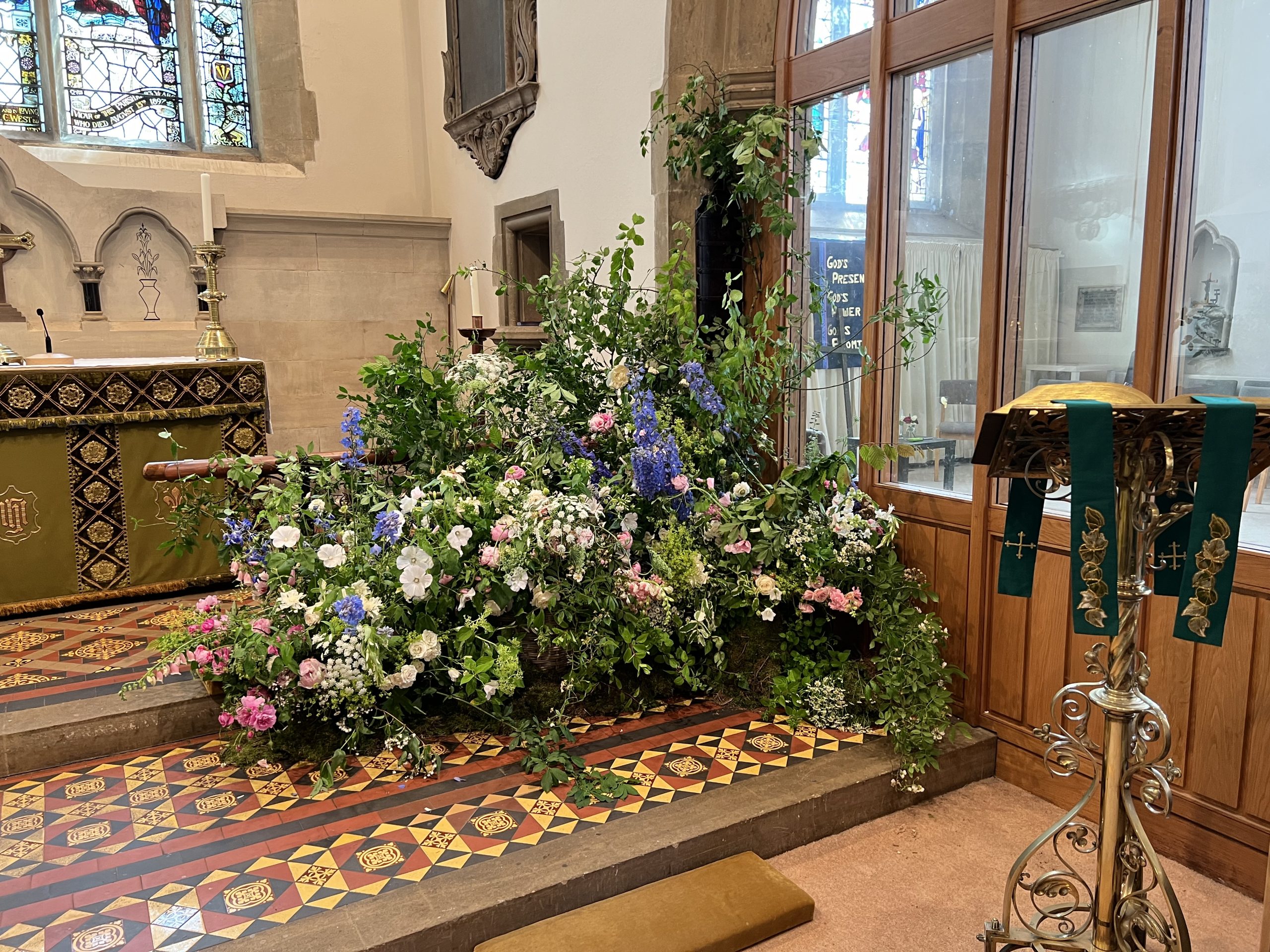Wedding flowers in church